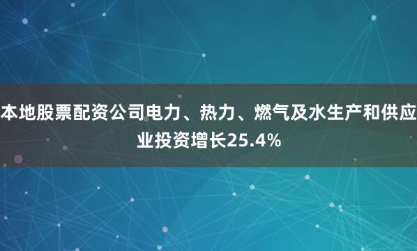 本地股票配资公司电力、热力、燃气及水生产和供应业投资增长25.4%